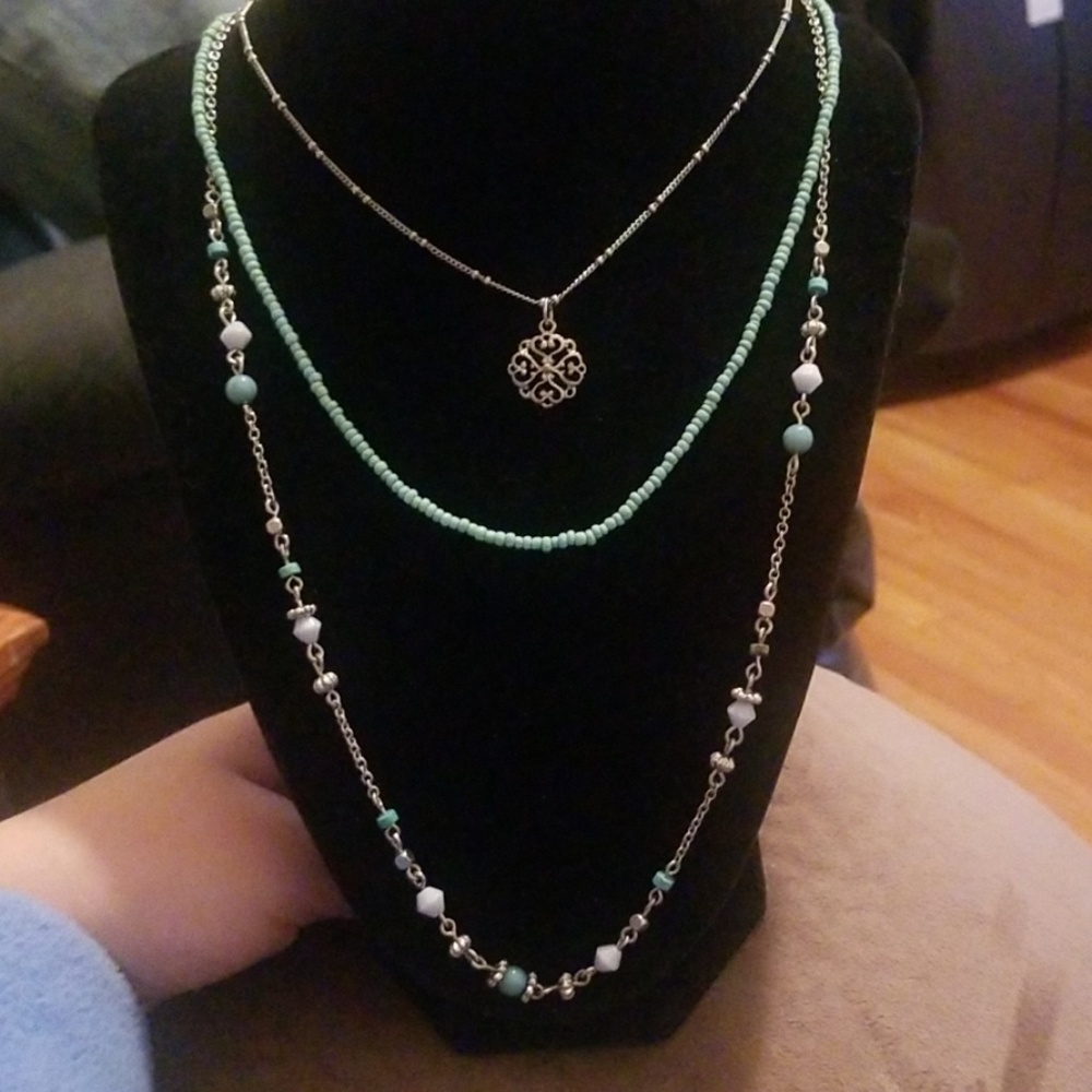 American Eagle blue layered necklace
